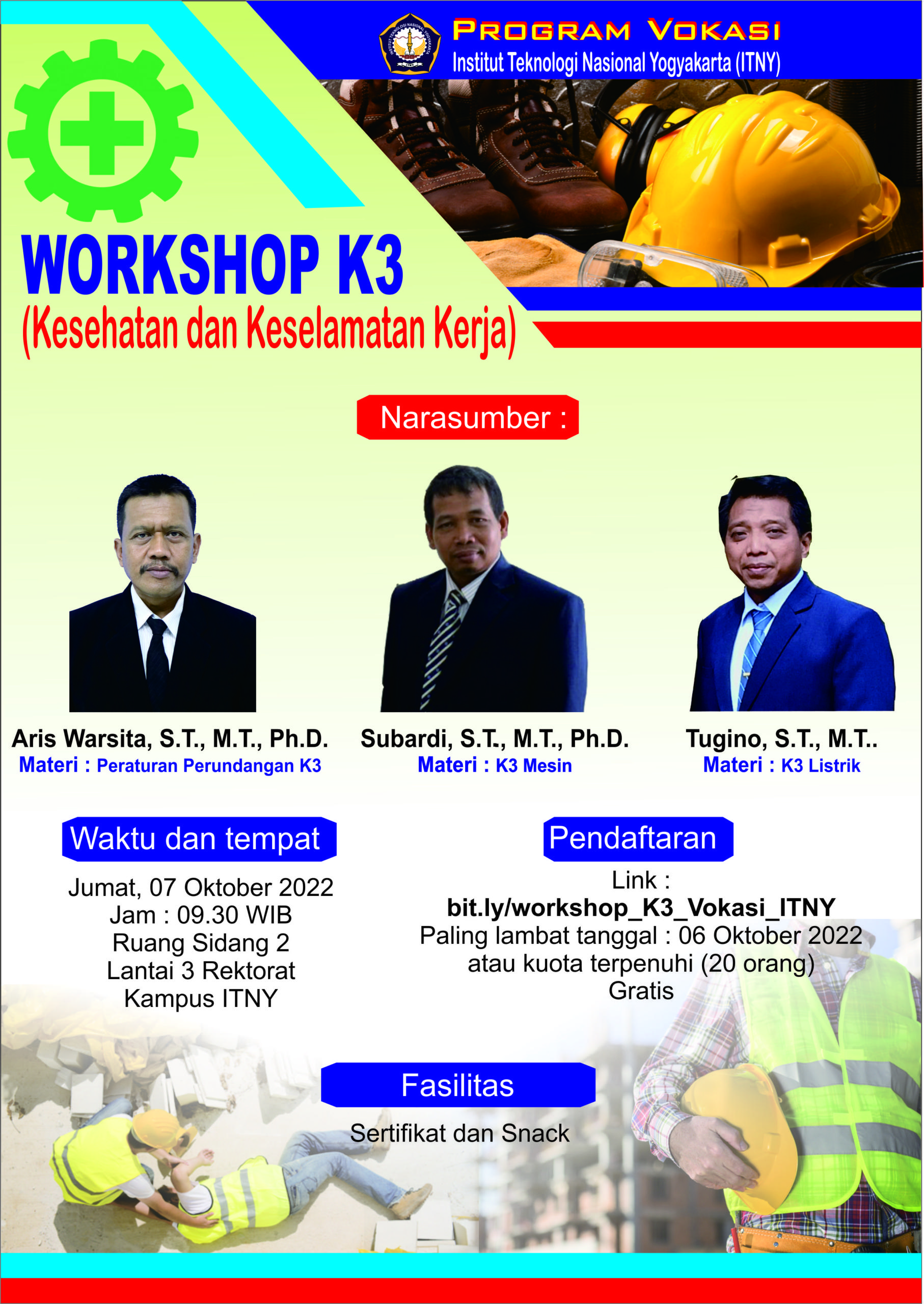 FAKULTAS VOKASI ITNY AKAN MELAKSANAKAN WORKSHOP K3